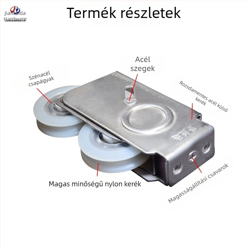 Kétkerekű ablak- és tolóajtó görgő | rozsdamentes acél | Modell: Type 90 görgőcsapágy | kötélhorony sugara: 6 mm | Teherbírás: 60 kg | Feldolgozás: OEM logó