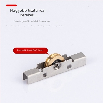 Üvegajtó görgő rozsdamentes acélból, 4 darabos készlet, modell 1J3C03-8mm keret nélküli erkélyhez, rézcsatornás görgő