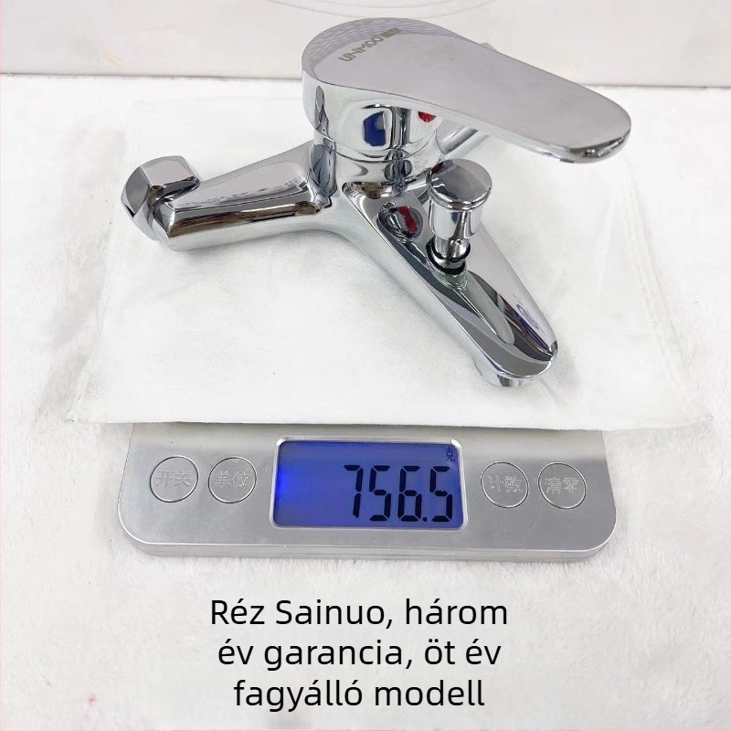 Háromfunkciós réz csaptelek kádhoz és zuhanyhoz, falba épített, keverő bojlerhez