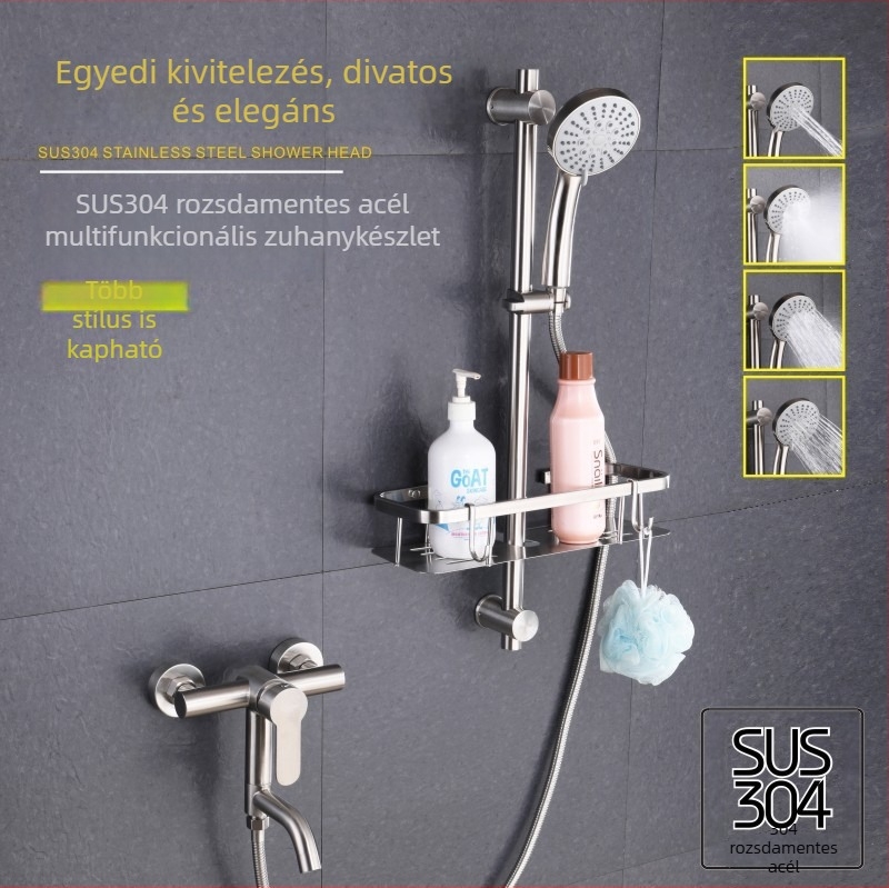 YAMANSI 304 rozsdamentes acél zuhanykészlet rejtett háromutas keverő szeleppel, esőzuhany fej, kézi zuhany és fel-leemelhető felső zuhanyfej