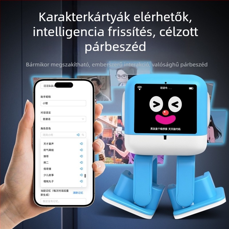AI-alapú okos oktatási robot játék érintéses interakcióval, interaktív beszélgetéssel és tanulással gyerekeknek