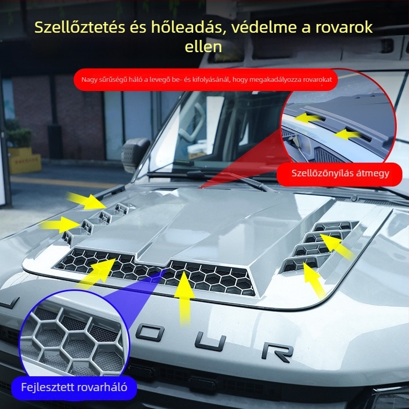Jietu Traveler Shanhai T2 motorháztető védőburkolat — szerelés szívócsészékkel