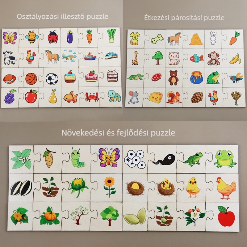 Fa lapos kirakó gyerekeknek: állat- és élelmiszerosztályozó párosító játék, 4-6 éveseknek
