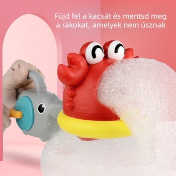 Fürdőjáték buborékokat fújó rák és cápa témával, műanyagból, 3-6 éves gyerekeknek, 3C tanúsítvánnyal