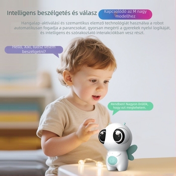 Gyerekek intelligens robot oktató gép mesemondó funkcióval: felvétel, hangfelismerés, Wi‑Fi, újratölthető lítium akkumulátor és zenelejátszás