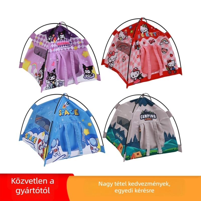 Miniatűr kemping sátor játék – textilből készült sátor, játék dekoráció a gyerekszobába, 4-6 éveseknek