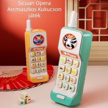 Gyermekeknek szóló oktató telefon játék – ABS, memória nélküli, elektromos zenével, szülő–gyerek interakció, Sichuan opera arcváltás (0–3 éveseknek)