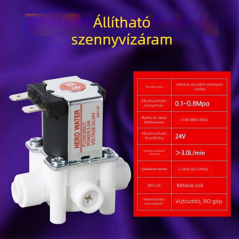 RO rendszerhez víztisztító szelep, réz test, tűzálló és élelmiszer-minőségű anyagok, öblítő kapcsolóval