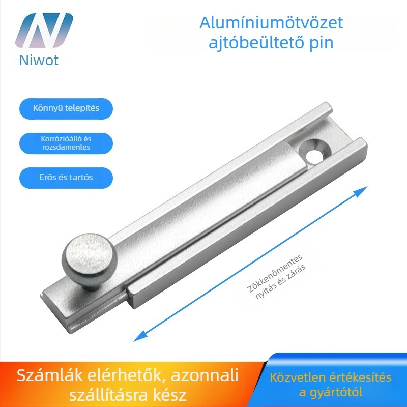 F típusú alumínium ajtózár, modell Ake01, anyag: alumíniumötvözet, felület: homokfúvott és oxidált, Newlite