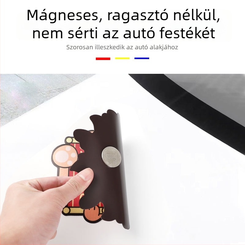 Mágneses autómatrica cartoon mintával autókhoz és elektromos motorokhoz, PVC anyag, egyedi feldolgozás, ragasztásos telepítés