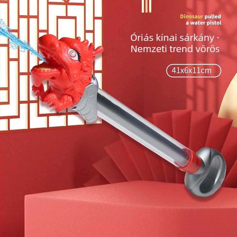 Kétkoronás sárkány formájú műanyag vízipisztoly – gyermekek 4–6 éveseknek, vízsugárzó játék, 3C tanúsítvánnyal