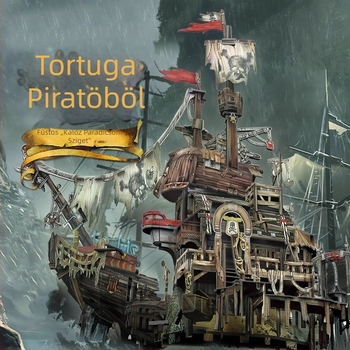 Cubicfun 3D-s pirata hajó puzzle – háromdimenziós modellkészlet videó útmutatóval, 7–14 éveseknek, színes dobozos csomagolás