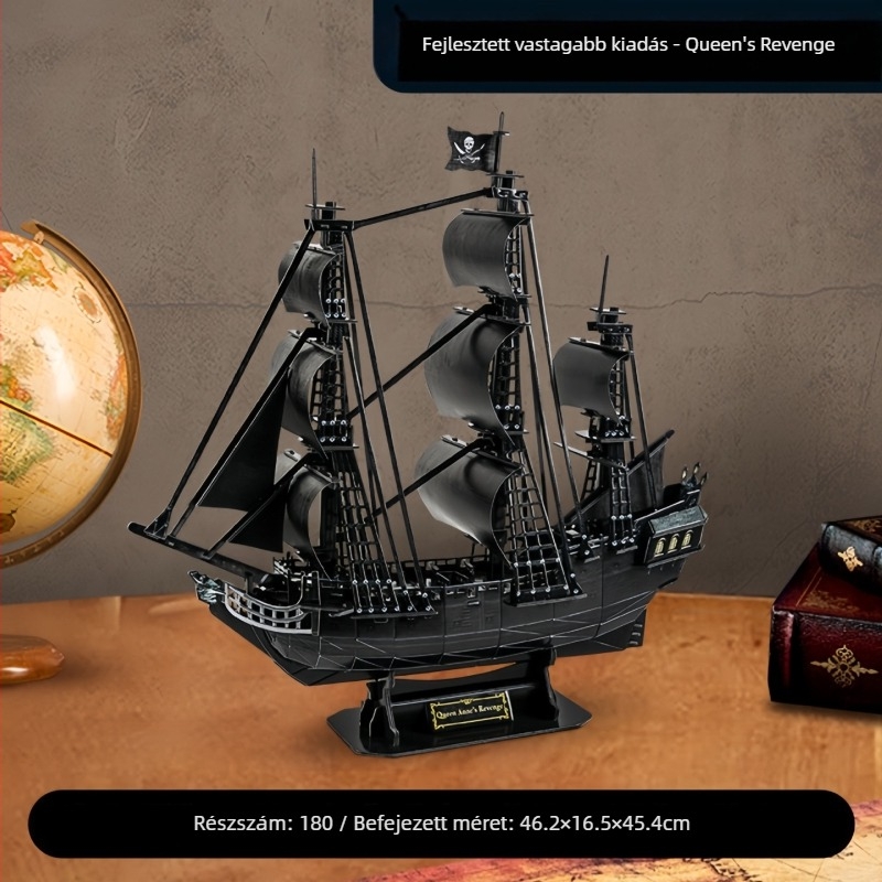 Cubicfun 3D-s pirata hajó puzzle – háromdimenziós modellkészlet videó útmutatóval, 7–14 éveseknek, színes dobozos csomagolás