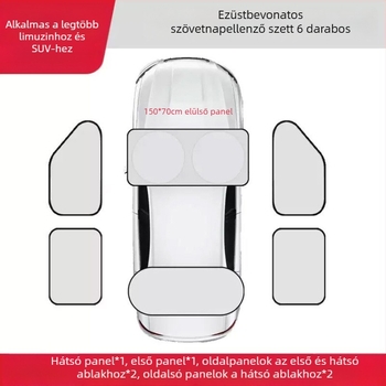 6-darabos univerzális autónapellenző készlet az első szélvédőhöz - kihúzható, titán felület, kód Z795