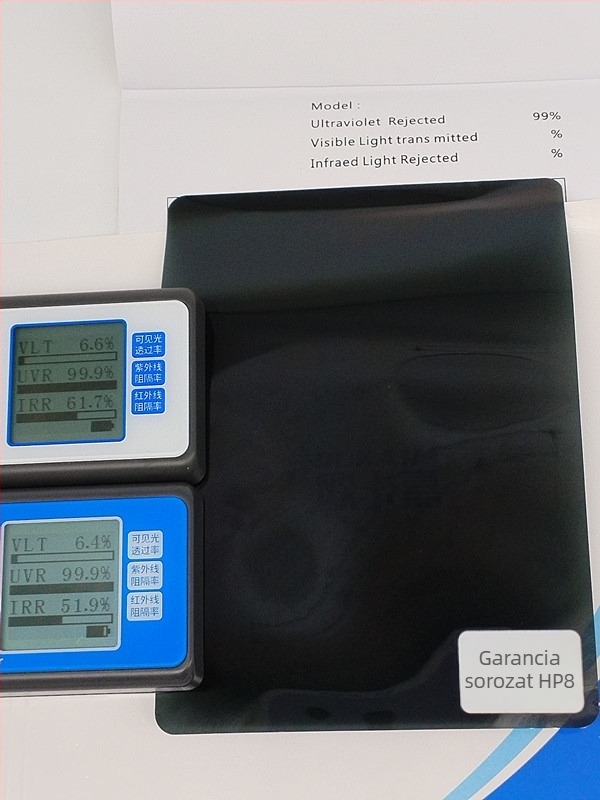 Autóablak fólia robbanásbiztos hőszigeteléssel – UV védelem 99%, fényáteresztés 65%, hőszigetelés 34%, vastagság 2 mil, vízbázisú ragasztó, univerzális teljes autóhoz