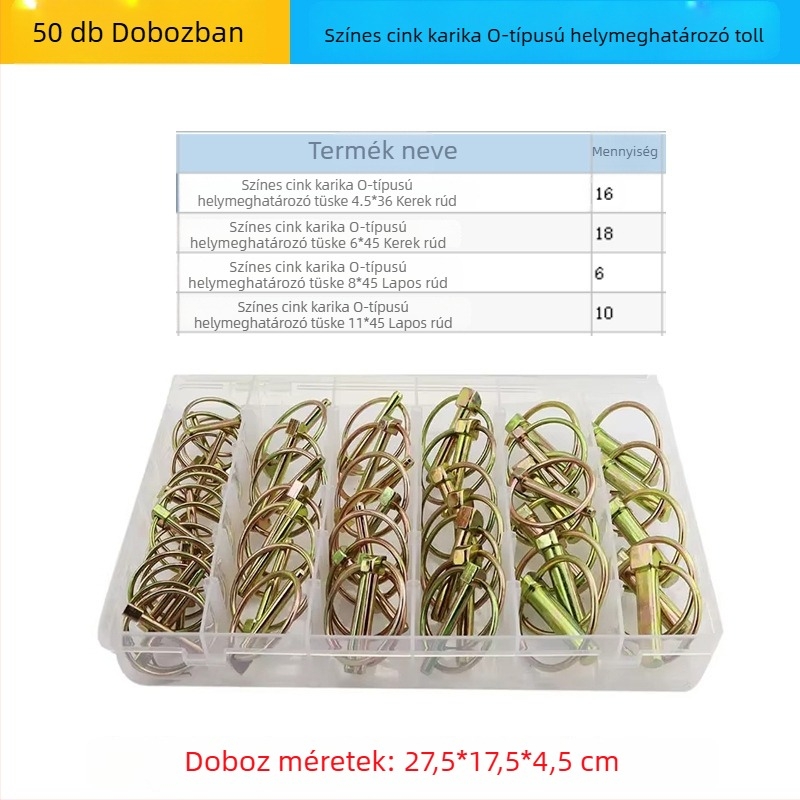 O-gyűrűs rugós csapok, 50 darab, felületkezelés nélkül