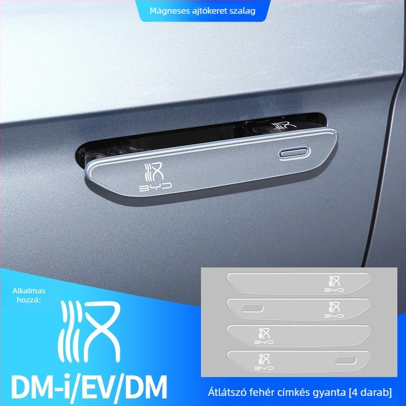 BYD Han ajtófogantyú anti-karcoló gumiszalag, karbon mintázatú kivitel, illeszkedik a Han ajtófogantyúhoz, BYD-Han sorozat, testreszabható feldolgozás