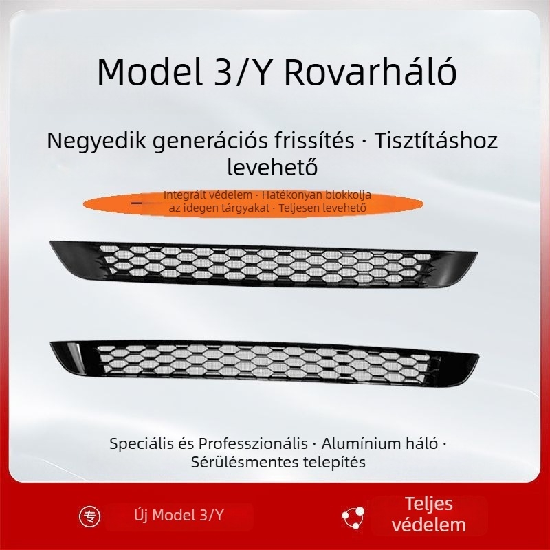Tesla Model 3/Y rovarmentes első légbeömlő háló és víztartály védőfedél