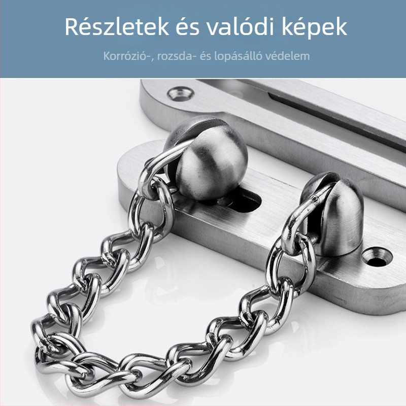 Belső ajtó anti-lopás lánc - 304 rozsdamentes acél, típus: lánc, modell 880, BUFEISON, etnikus stílus (Modell: 880; Anyag: 304 rozsdamentes acél; Típus: Lánc; Márka: BUFEISON; Stílus: Etnikus)