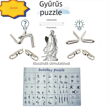 Kongming Lock fémes puzzle – 7–14 éveseknek, 24 darabos készlet
