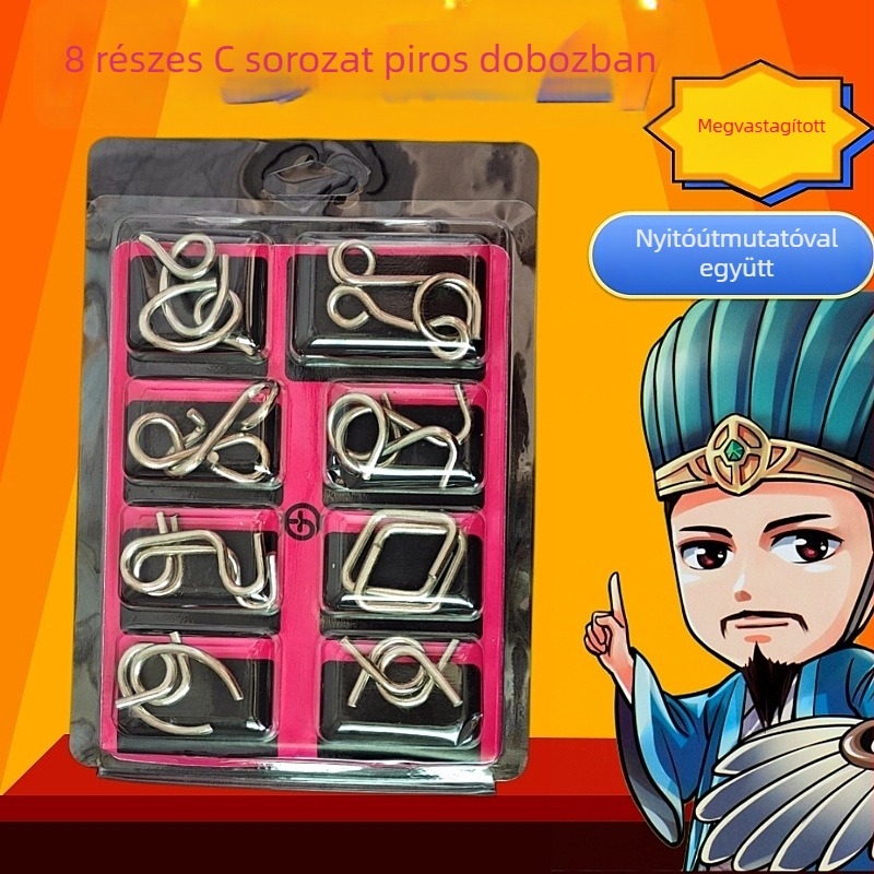 Kongming Lock fémes puzzle – 7–14 éveseknek, 24 darabos készlet