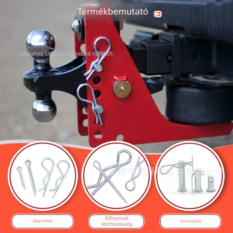 Cilindrikus tű platt fej és lyukkal a pozicionáláshoz, R-típusú tű és hairpin tű; acél 6.8 osztály, kék-fehér cink bevonat