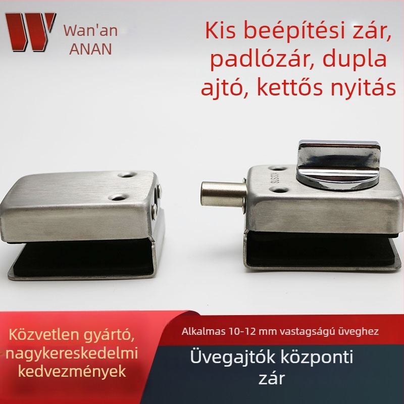 Üvegajtó padlózár - nehéz kivitelű zár (304 rozsdamentes acél, huzalrajzolt felület, modern egyszerű stílus)