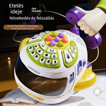 Zenei oktatási mesemotor gyerekeknek, műanyagból, 0-3 éveseknek, elemmel működik, beszédfunkcióval