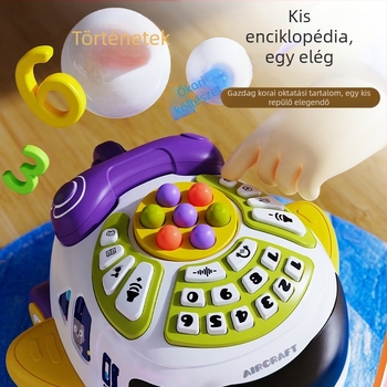 Zenei oktatási mesemotor gyerekeknek, műanyagból, 0-3 éveseknek, elemmel működik, beszédfunkcióval