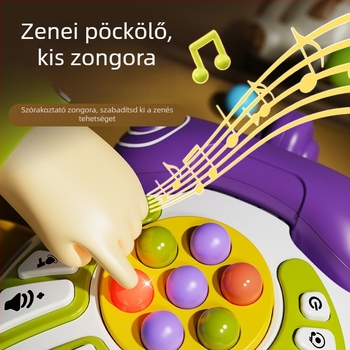 Zenei oktatási mesemotor gyerekeknek, műanyagból, 0-3 éveseknek, elemmel működik, beszédfunkcióval