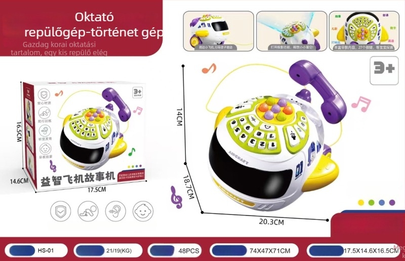 Zenei oktatási mesemotor gyerekeknek, műanyagból, 0-3 éveseknek, elemmel működik, beszédfunkcióval