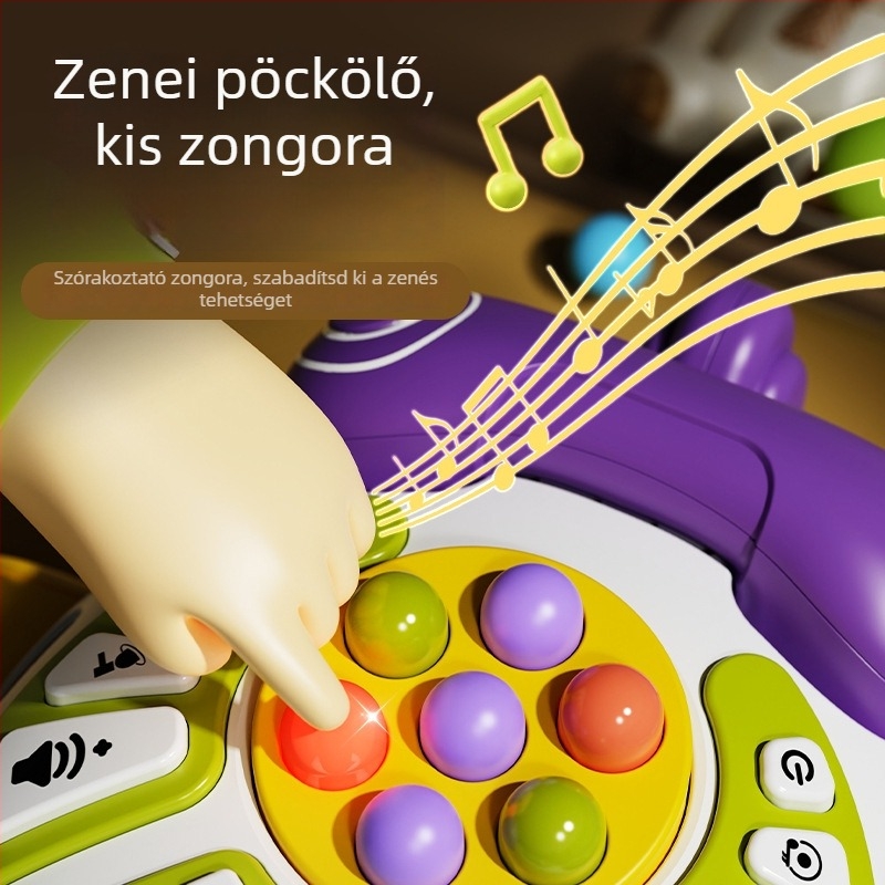 Zenei oktatási mesemotor gyerekeknek, műanyagból, 0-3 éveseknek, elemmel működik, beszédfunkcióval