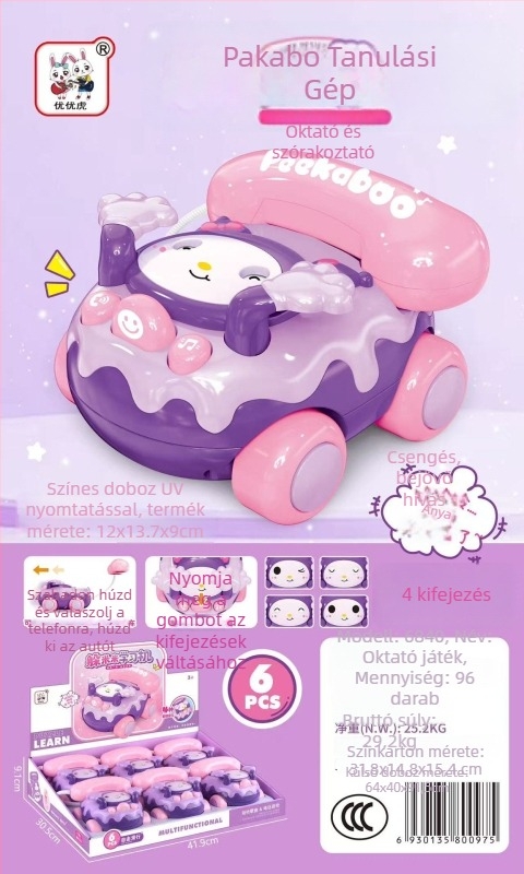 Rajzfilmszerű tanuló telefon játék: fények, zene és érzelmi interakció • műanyag • elemre működő • 0–3 éveseknek