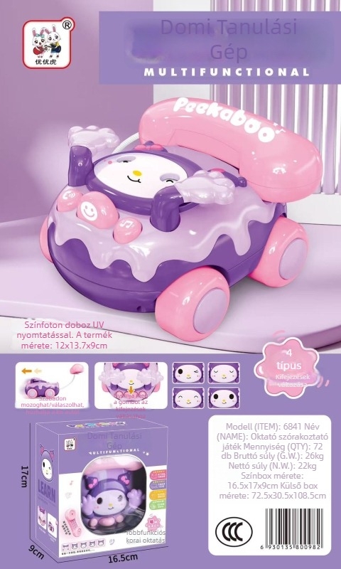 Rajzfilmszerű tanuló telefon játék: fények, zene és érzelmi interakció • műanyag • elemre működő • 0–3 éveseknek