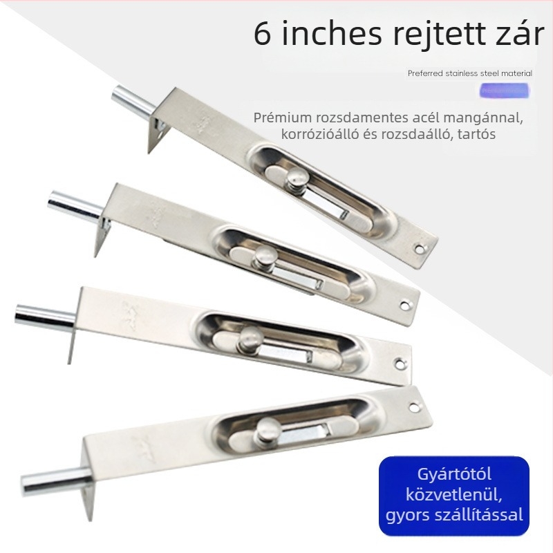 Heaven-Earth típusú beépítő zár kettős ajtókhoz; fel- és leillesztési mechanizmus; anyag: rozsdamentes acél és vas; felület: elektroplating