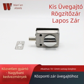 Üvegajtó padlózár – masszív zárómechanizmus, anyag: 304 rozsdamentes acél, felület: dróthúzott befejezés, keret nélküli egyajtós kivitel.