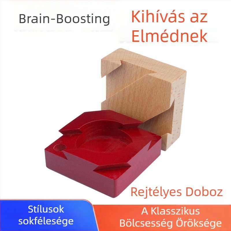 Kongming/Luban fa rejtvény doboz – bükkfa, stresszoldás, OEM logó testreszabás, 7–14 éveseknek