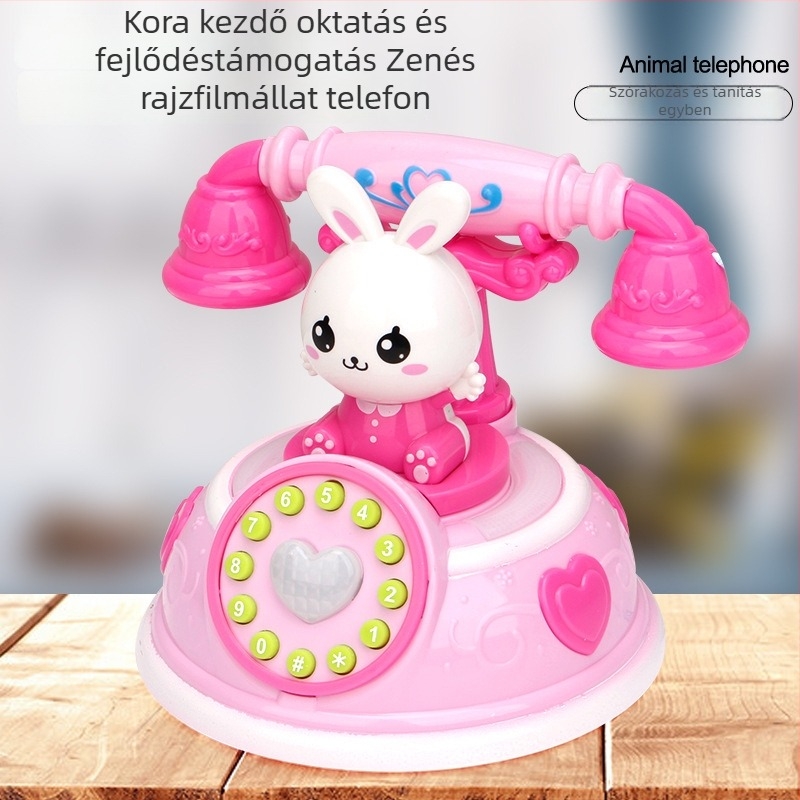Gyerekeknek készült retró rajzfilmtelefon – oktatási történetgép, többmódos szimulációs telefon lányoknak (Memória: 1G, Anyag: Műanyag, Funkciók: Elektronikus, Fény, Zene, Kor: 0–3)