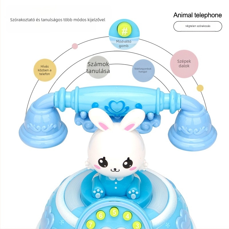 Gyerekeknek készült retró rajzfilmtelefon – oktatási történetgép, többmódos szimulációs telefon lányoknak (Memória: 1G, Anyag: Műanyag, Funkciók: Elektronikus, Fény, Zene, Kor: 0–3)