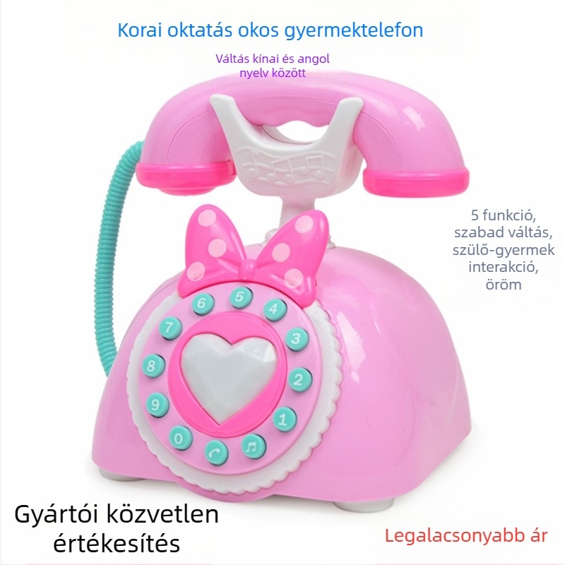 Oktatási retro telefon játék – fények és zene, ABS-korpus, száraz elemekről működik, 4–6 éveseknek