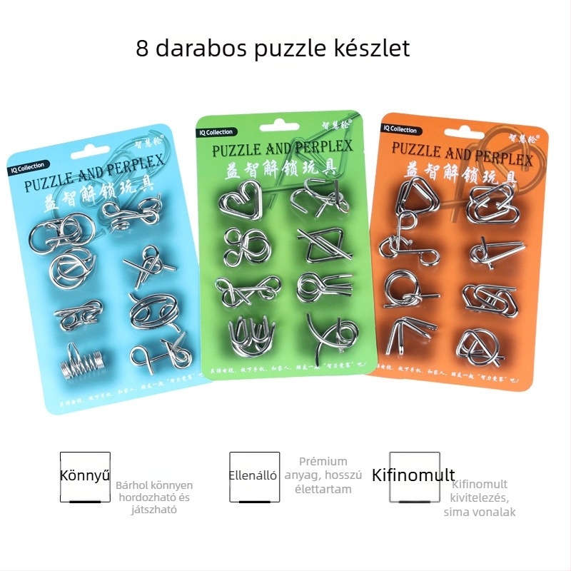 Kilencláncos fém puzzle-zár a kinyitáshoz — vas, 3,2 mm, 7–14 éveseknek