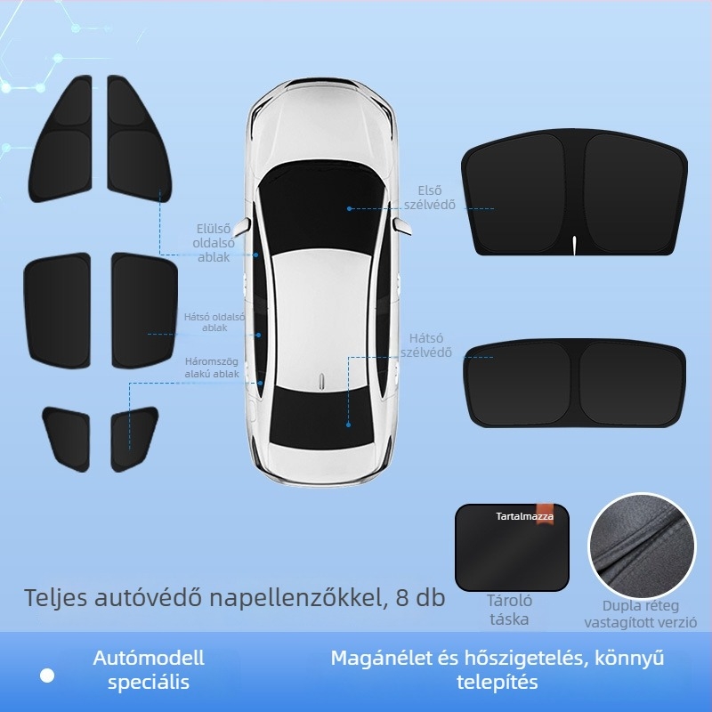 Nio ES8 autóablak napellenző, Oxford anyag, vastag átlátszatlan, függő kivitel, 3-5 év élettartam