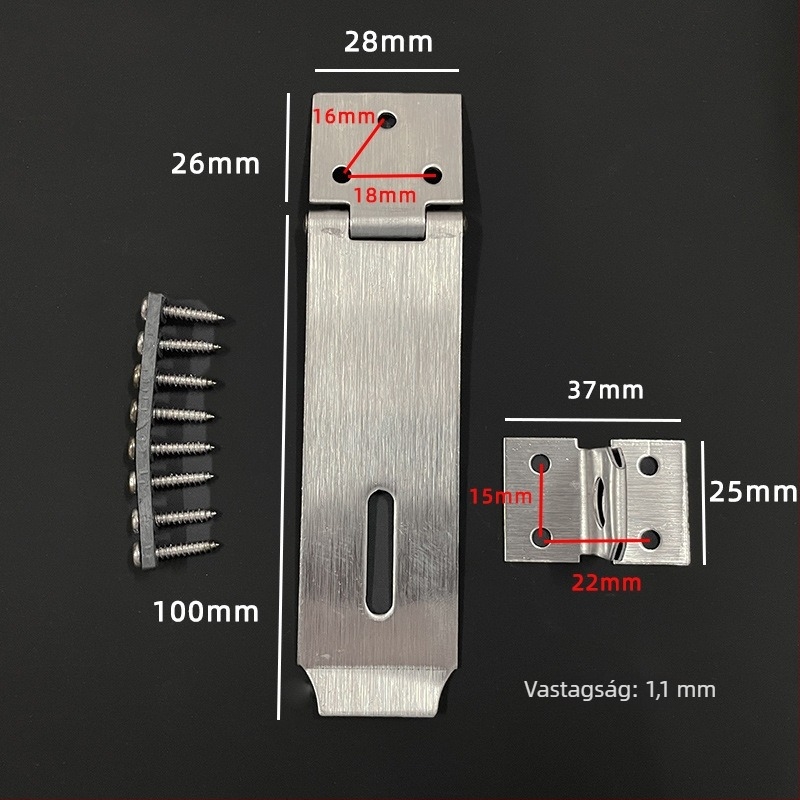 Rozsdamentes acél hasp ajtókhoz és ablakokhoz, modell 011, 201-es rozsdamentes acélból, felületi drótkos mintázat, márka Conssen/Kangcheng, stílus modern egyszerűség