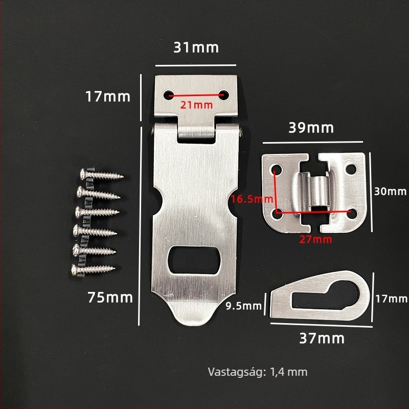 Rozsdamentes acél hasp ajtókhoz és ablakokhoz, modell 011, 201-es rozsdamentes acélból, felületi drótkos mintázat, márka Conssen/Kangcheng, stílus modern egyszerűség