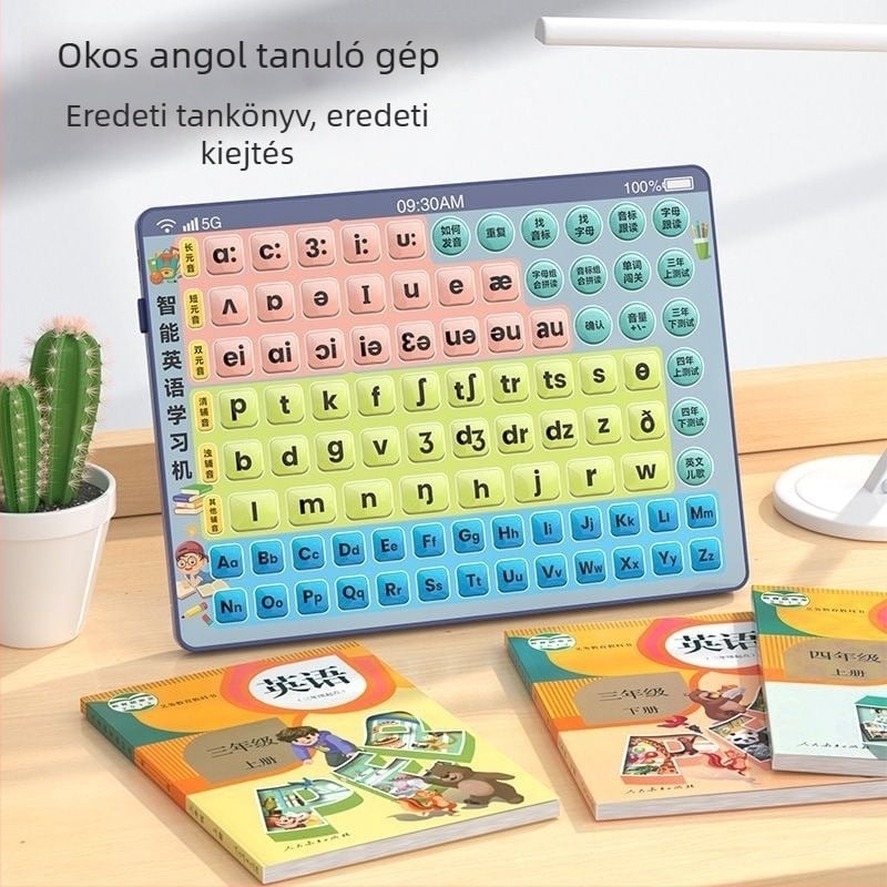 Angol fonetika tanuló gép – 1–6. osztályos gyerekeknek, újratölthető, zene/hang funkció, műanyag felépítés, memória nélkül, 4–6 éveseknek