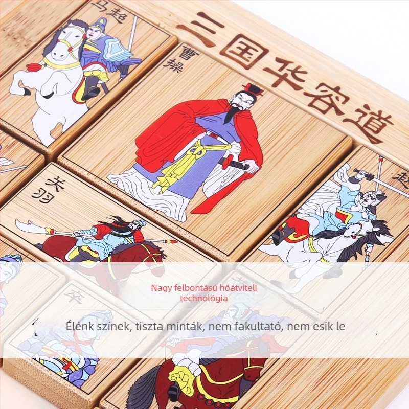 Fából készült Huarong Road puzzle – oktatási játék, szétszerelhető, DIY testreszabás, 7–14 éveseknek