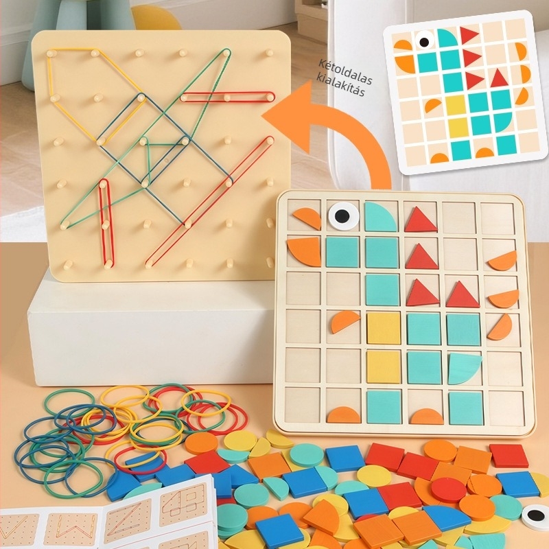 Fából készült 3D puzzle oszlop – oktatási játék 4–6 éves gyerekeknek, illusztrációk és táblák összerakása