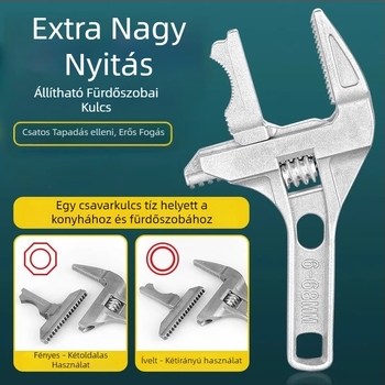 Fürdőszobai állítható csőfogó — többfunkciós, állítható, nagy nyílású, kettős felhasználású, alumínium ötvözet