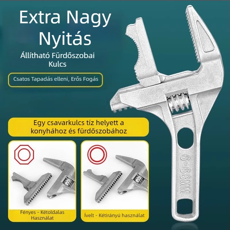 Fürdőszobai állítható csőfogó — többfunkciós, állítható, nagy nyílású, kettős felhasználású, alumínium ötvözet