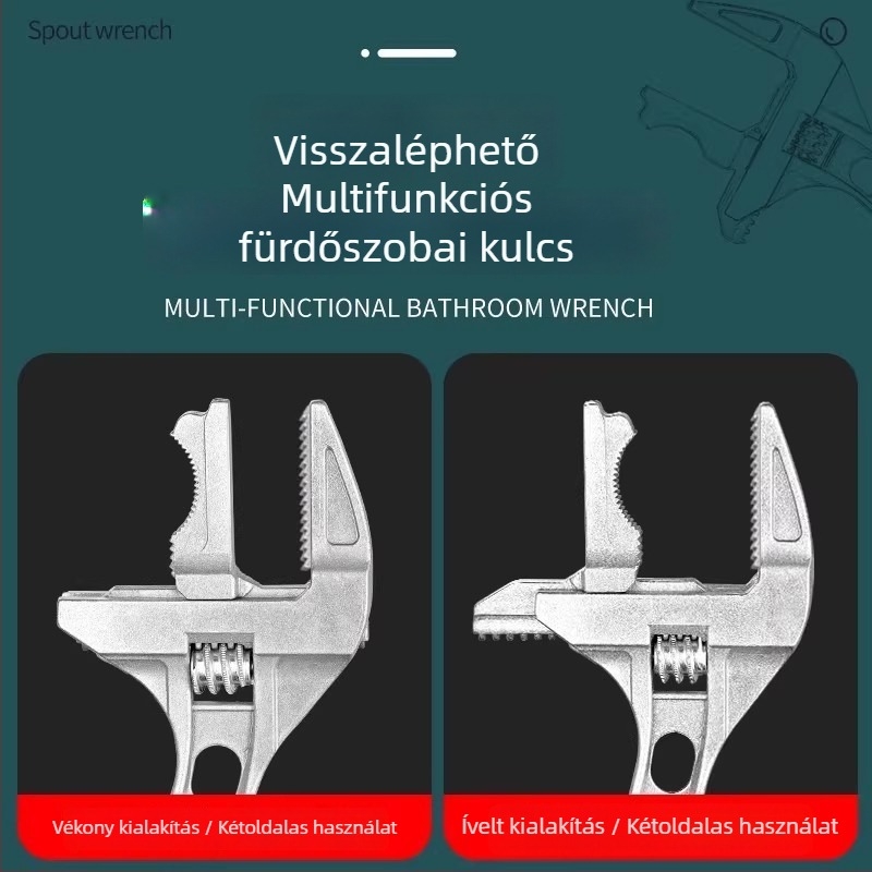 Fürdőszobai állítható csőfogó — többfunkciós, állítható, nagy nyílású, kettős felhasználású, alumínium ötvözet
